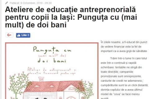 Ateliere de educație antreprenorială pentru copii la Iași: Punguța cu (mai mult) de doi bani
